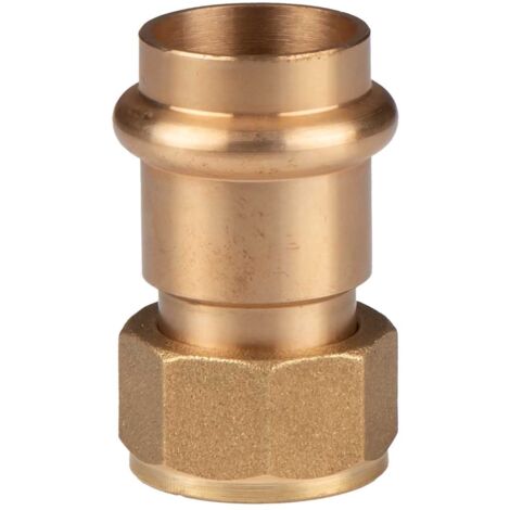 Kupfer Pressfitting Übergangsverschraubung aus Rotguss 22 mm - 3/4" IG (Überwurf) flachdichtend V+M-Kontur DVGW