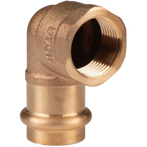 Kupfer Pressfitting Winkel 90° aus Rotguss 22 mm - 3/4" IG V+M-Kontur DVGW