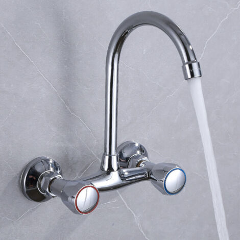 Kupfer wandmontiert heißer und kalter wasserhahn doppelgriff waschbecken gemüse becken küche balkon wäsche pool küche wasserhahn