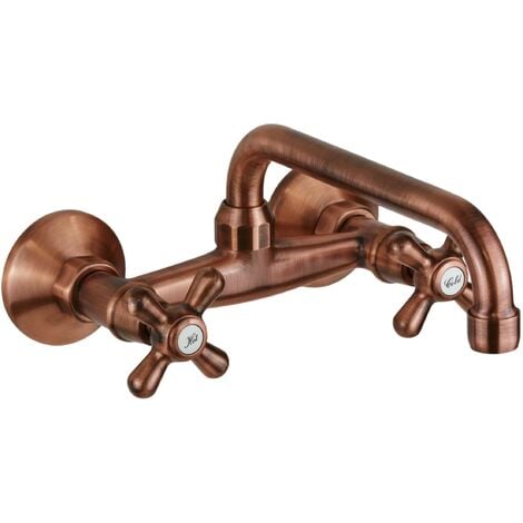 GATTONI RUBINETTERIA Kupferfarbener Wand-Spültischmischer mit U-förmigem Auslauf Gattoni 7559/RER0 Kupfer