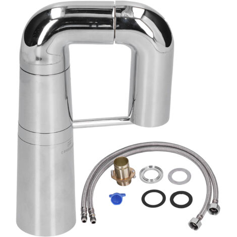 Kupferwaschtischarmatur G1/2, 2-teiliges Set mit Wasserzuläufen, 360° drehbar für Küche und Bad, Chrom-Finish, Warm- und Kaltwasser
