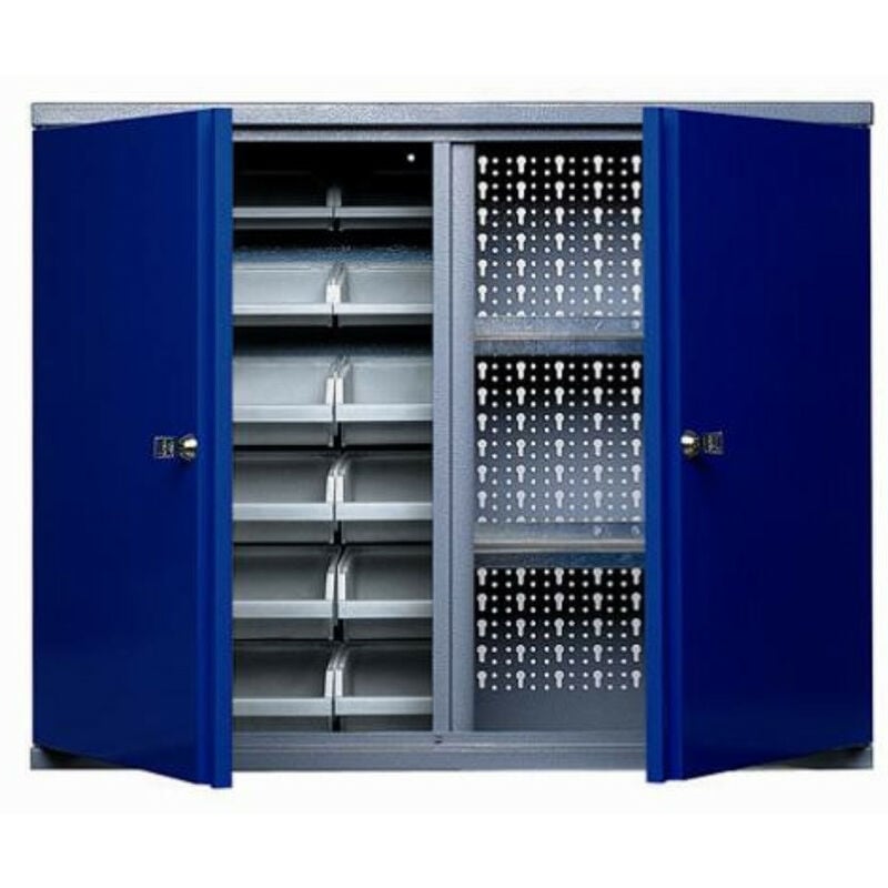 Kupper - Armadio a muro a 2 porte e 2 ripiani con 18 scatole - blu navy