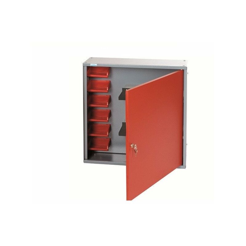 

Kupper - Armario de pared 1 puerta 2 estantes y 6 cajas de almacenamiento de 60 cm de largo - Rojo