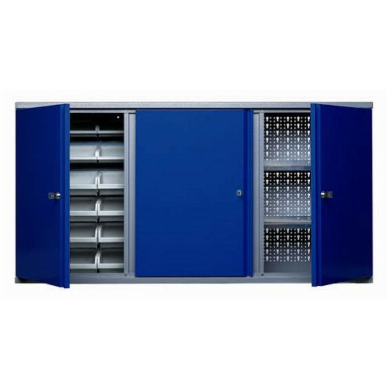 

Kupper - Armario de pared 3 puertas 2 estantes y 18 cajas de almacenamiento - Azul marino