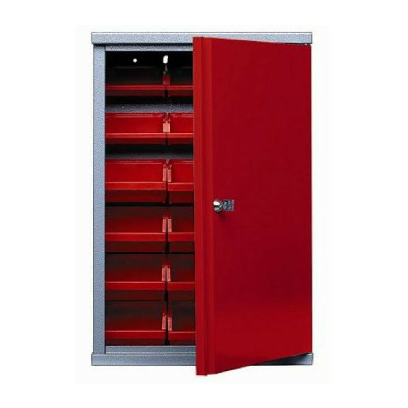 Promotion - Kupper – Armoire murale 1 porte et 18 boites de rangement - Rouge