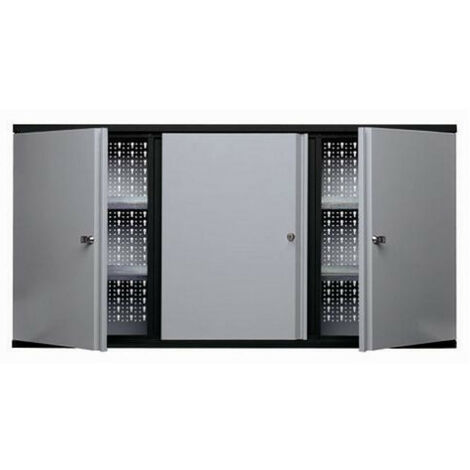 Kupper – Armoire murale 3 portes verrouillables 4 étagères - Gris
