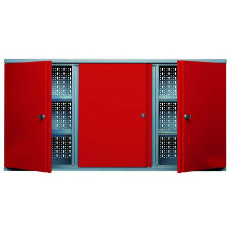 Kupper – Armoire murale 3 portes verrouillables 4 étagères Longueur 1.2m- Rouge