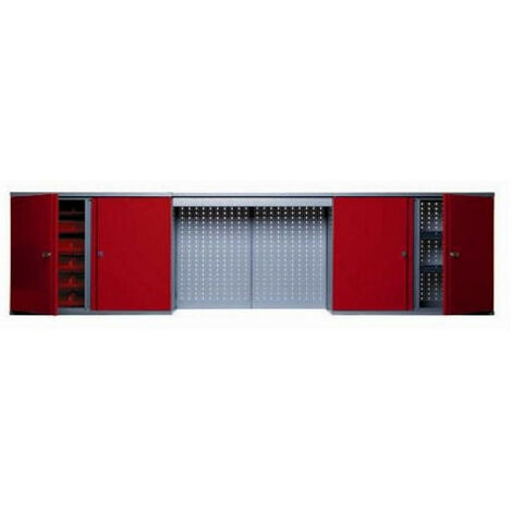 Kupper – Armoire murale 4 portes 4 étagères et 36 boites de rangement - Rouge