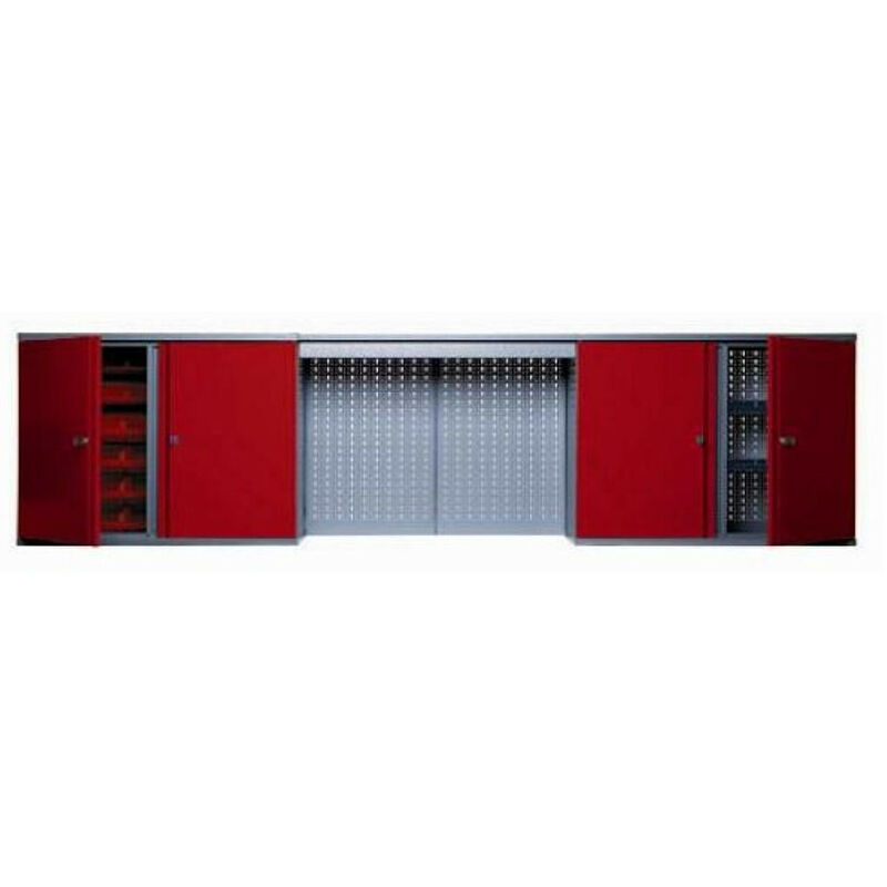 Kupper – Armoire murale 4 portes 4 étagères et 36 boites de rangement - Rouge