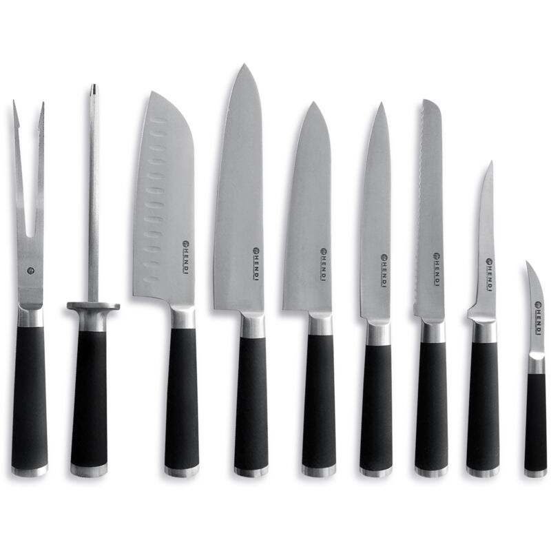 Messerset, 9-teilig, Schwarz, 445x260x(h)65mm - Hendi