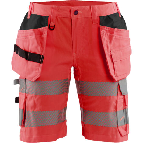 Kurze Arbeitshose mit hohem Sichtbarkeitsgrad, stretch, Damen 7186 – Neonrot 2XL – FR(52) – SE(C50) – Standards