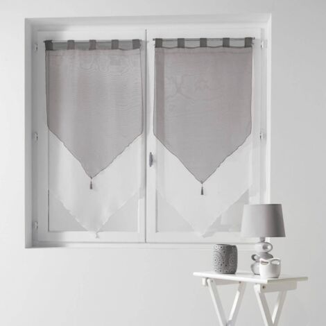 Kurze Gardinen DUO, mit Schlaufen und Fransen, Voile, 2er-Set