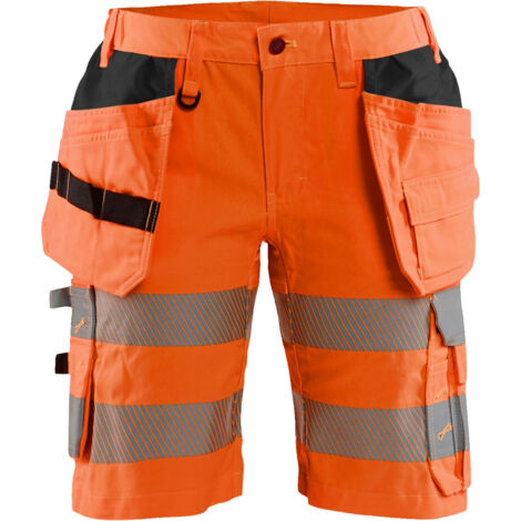 Kurze hochsichtbare, dehnbare Arbeitshose für Damen 7186 – Orange XL – FR(46) – SE(C44) – Normen