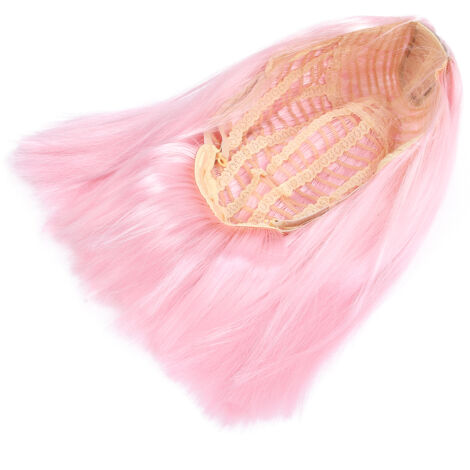 Kurze, pinkfarbene Perücke mit bequemem Gummiband für Cosplay-Kostüme und den Alltag – 35 cm