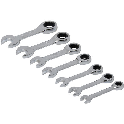 Kurze Ratschenschlüssel 8–19 mm Set 7-tlg.