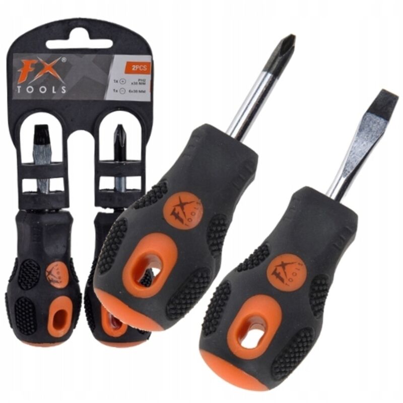 Fx-Tools Kurzer Kreuzschlitz-schlitzschraubendreher, 2er-set
