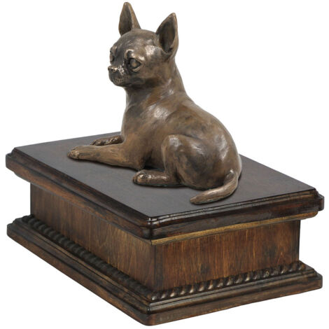 Kurzhaar-Chihuahua - Urne für Hundeasche, klassische Urne mit Statuette, elegante Urne mit Hund von Art-Dog