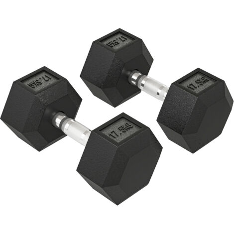 Kurzhantel, 35 kg Hantel, Hantel, Gewicht, Anti-Rutsch-Griff, Schwarz + Silber