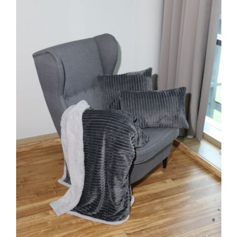 Kuscheldecke 200x150cm Wendedecke Wohndecke Tagesdecke Sofadecke Bettüberwurf - grau