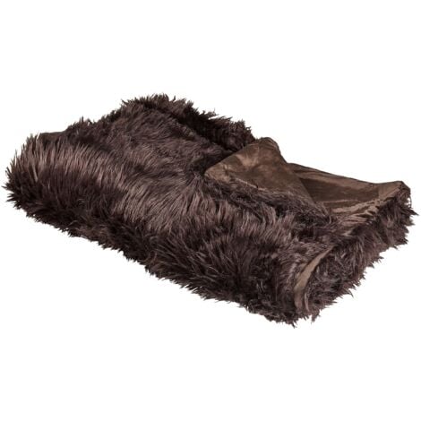 Kuscheldecke Braun Acryl 150 x 200 cm Felloptik Modern Schlafzimmer Wohnzimmer Accessoire Deko Überwurf Wohndecke Sofadecke Tagesdecke