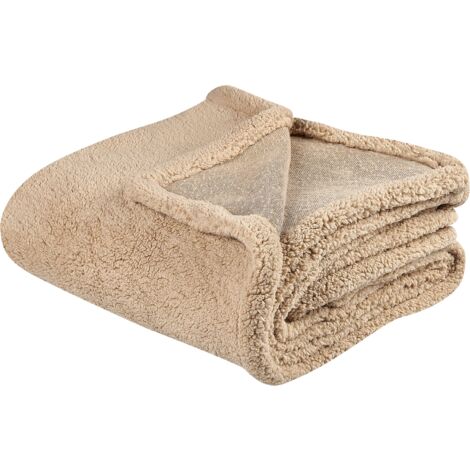 Kuscheldecke Sandbeige Polyester 125 x 150 cm Modern Schlafzimmer Wohnzimmer Accessoire Deko Überwurf Wohndecke