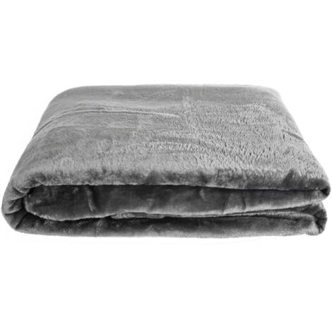 Kuschelige Decke 220x240 cm Fleecedecke Wohndecke aus Polyester Tagesdecke Anthrazit