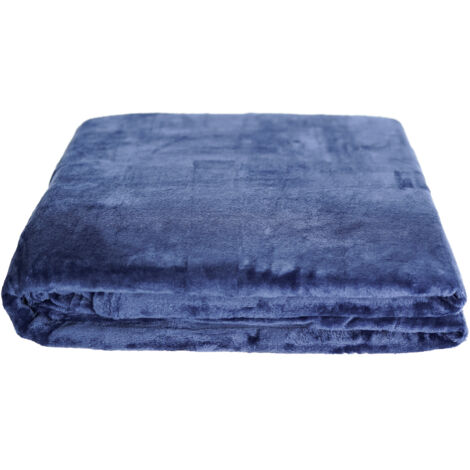 Kuschelige Decke 220x240 cm Fleecedecke Wohndecke aus Polyester Tagesdecke Dunkelblau