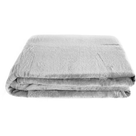 Kuschelige Decke 220x240 cm Fleecedecke Wohndecke aus Polyester Tagesdecke Grau