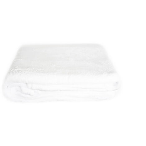 Kuschelige Decke 220x240 cm Fleecedecke Wohndecke aus Polyester Tagesdecke Weiß