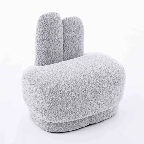 Kuscheliger Bunny-Ear- Stoff-Ottoman-fix gepolsterter Hocker mit niedlichen Ohren, ohne Stauraum, nicht abnehmbar,Antikgrau