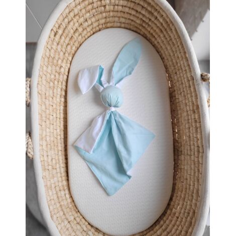 Kuschelweiche Baumwoll-Häschendecke - mint/weiß