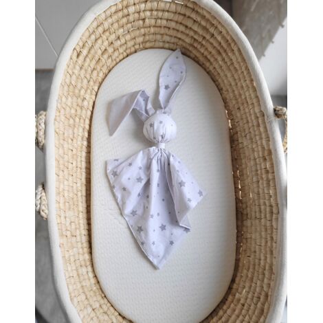 Kuschelweiche Baumwoll-Hasendecke - Mini-Sterne grau/grau