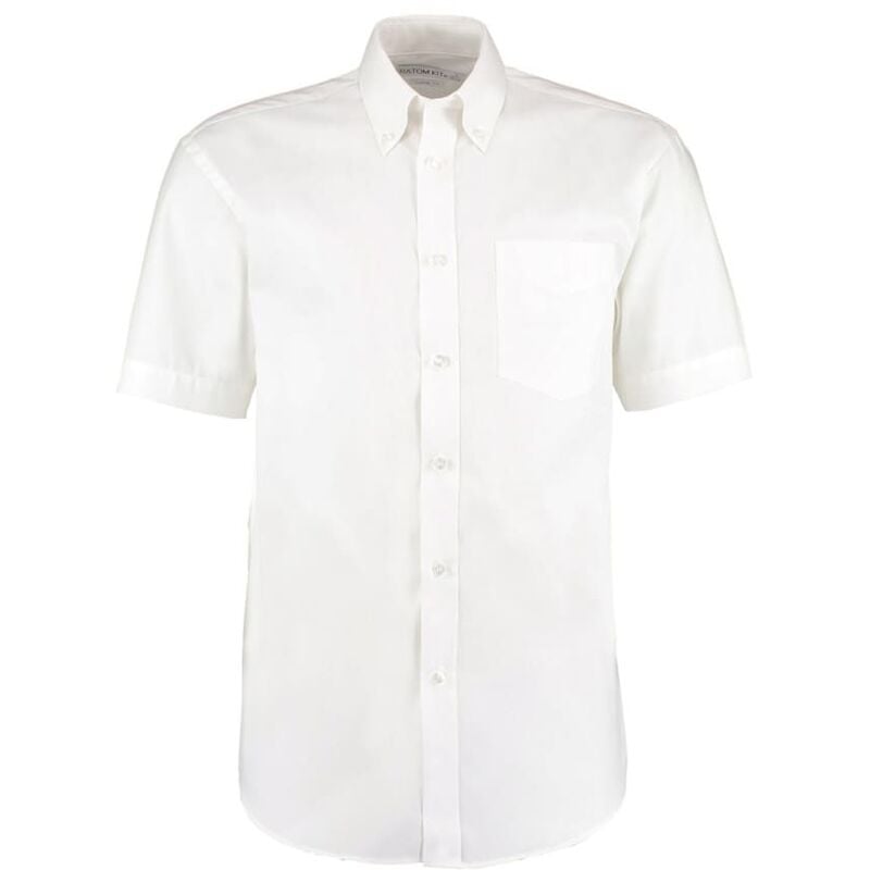 Kustom Kit KK109 Men's 14.5in Short Sleeve White Oxford Shirt - White