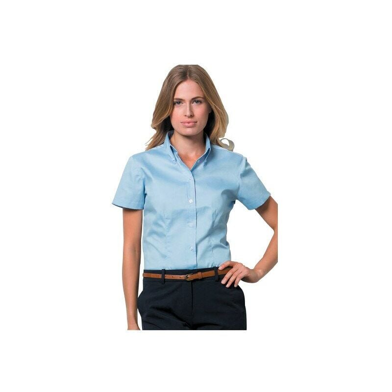 KK701 Ladies Size 10 Short Sleeve Light Blue Oxford Shirt - Light Blue - Kustom Kit
