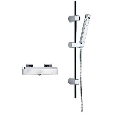 Kvadrato Ensemble de douche  avec mitigeur thermostatique, Couleur: Chrome