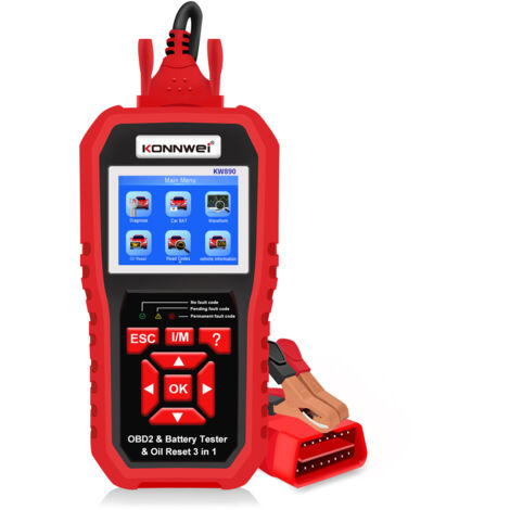 KW890 Scanner OBDII professionale, lettore di codici auto, tester per batteria e strumento diagnostico con funzione di reset olio per auto OBD II prodotte dopo il 1996.