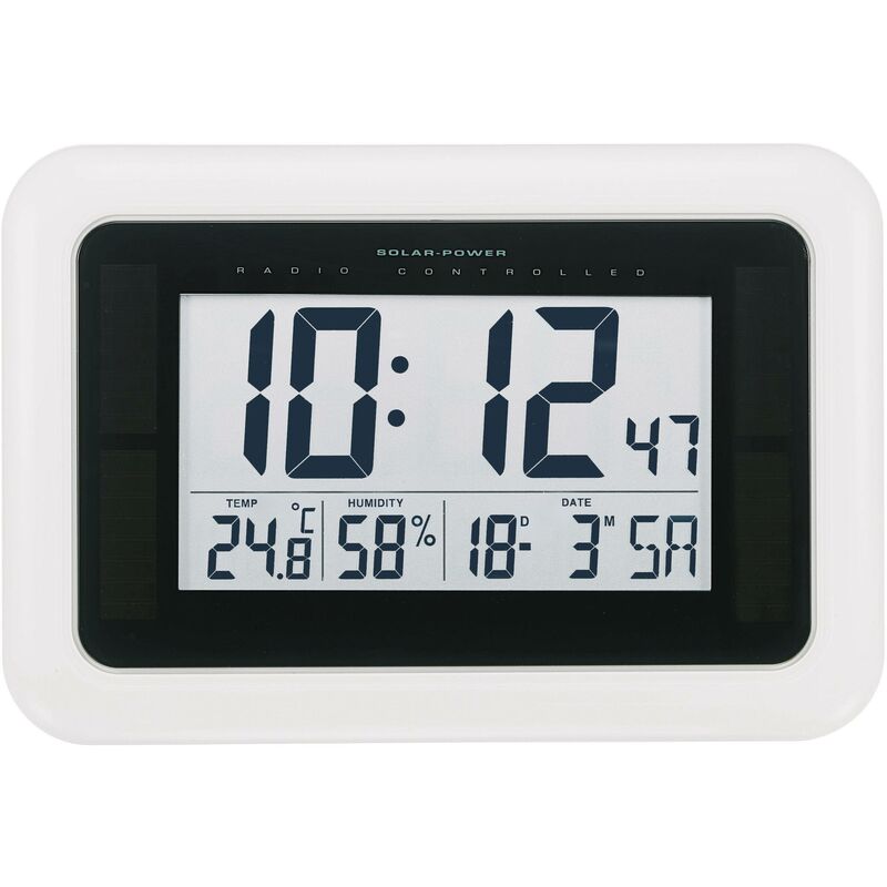 Voelkner Selection - Horloge murale KW9101 solaire, radiopiloté(e) 280 mm x 190 mm x 23 mm blanc S594912