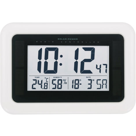 VOELKNER SELECTION KW9101 Solar, Funk Wanduhr 280 mm x 190 mm x 23 mm Weiß