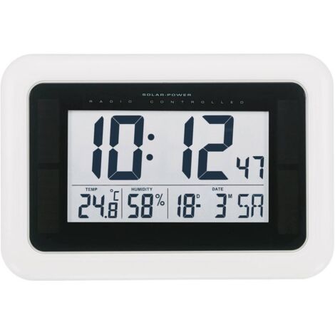 KW9101 Solare, Radiocontrollato Orologio da parete 280 mm x 190 mm x 23 mm Bianco