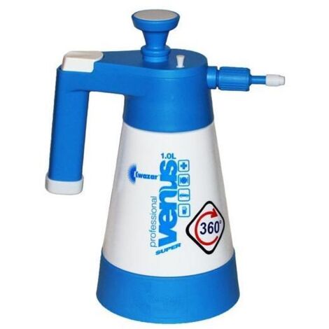 Kwazar 20010025 Venus Super Pro Plus - Sprayer a druck Viton de 360 Grad, 1 L, con Viton-Dichtung für Uso Professional, Farbe Weiß/Blau, 12,5 x 12,5 x 28,5 cm