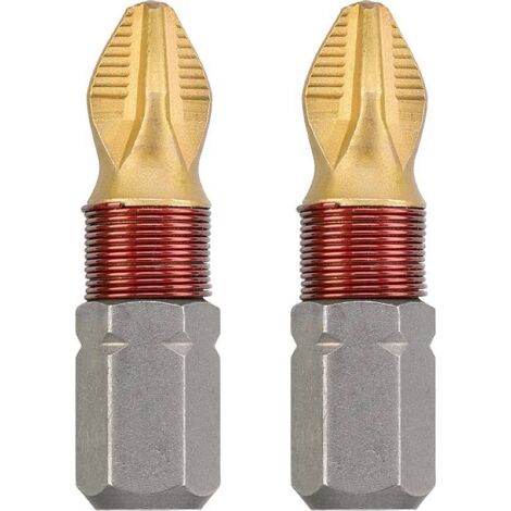 KWB 2 EMBOUTS 25 MM PH 1 TITAN 124001 (TIN TIN, TQ 60 ACIER, ENTRAÎNEMENT ISO 1173, C6.3), 0 W 0 V