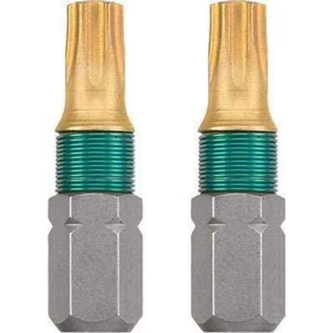 kwb 2 x Bit 25 mm TORX T20 titanio 124220 (stagno, acciaio TQ 60, ISO 1173, azionamento C6.3)