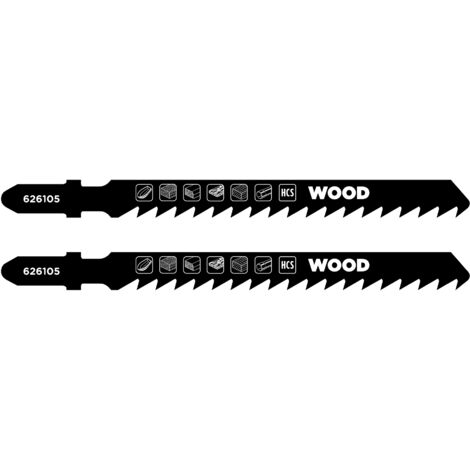 kwb 2x Stichsägeblätter für Holz, extra grob, 100 mm (geeignet für Hartholz, Weichholz, Tischlerplatten, Kunststoffe, Spanplatte beschichtet, HCS-Kohlenstoffstahl, gehärtete Zähne, polierte Oberfläche