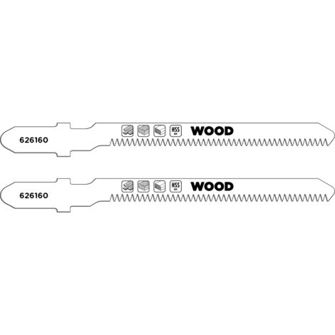 kwb 2x Stichsägeblätter Laminat, Kurvenschnitt (geeignet für Laminat, Hartholz, Bi-Metall, gehärtete Zähne, verkürzter Sägeblattrücken, T-Schaft)
