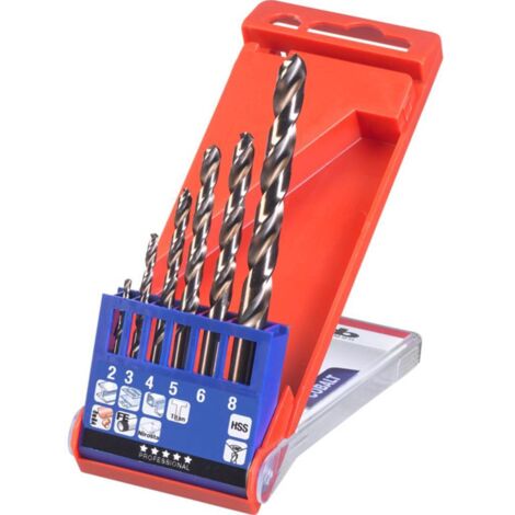 kwb 428040 HSS-Co Jeu de forets pour le métal 6 pièces 2 mm, 3 mm, 4 mm, 5 mm, 6 mm, 8 mm M35 DIN 338 tige cylindrique