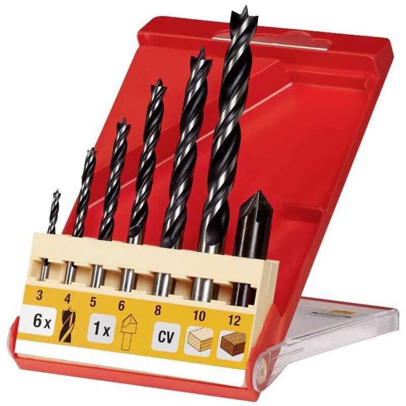 Einhell 49514200 Jeu de 7 pointes en acier deux biseaux pour bois + fraise - KWB