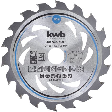 kwb 581954 Lama circolare in metallo duro 135 x 20 x 1.0 mm Numero di denti: 18 1 pz.