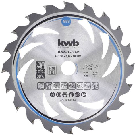 kwb 583354 Lame de scie circulaire au carbure 150 x 16 x 1.0 mm Nombre de dents: 20 1 pc(s)