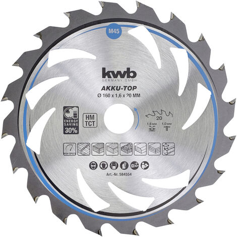 kwb 584554 Hartmetall Kreissägeblatt 160 x 20 x 1.0 mm Zähneanzahl: 20 1 St.