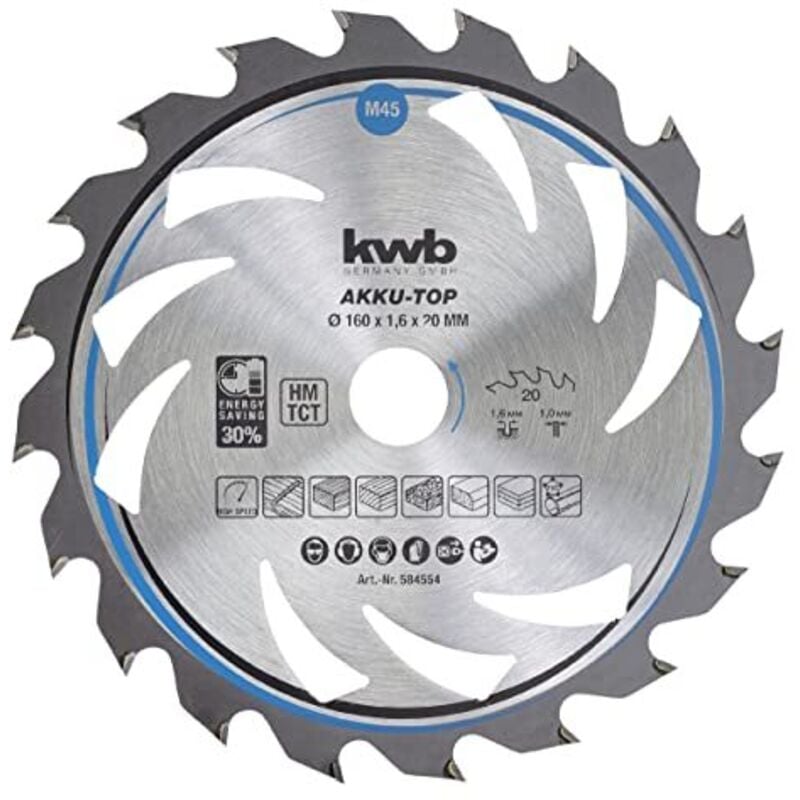 KWB - 584554 Lama circolare in metallo duro 160 x 20 x 1.0 mm Numero di denti: 20 1 pz.
